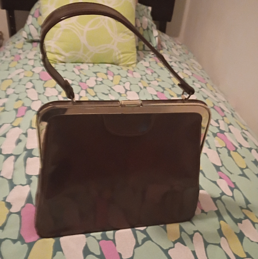 Ladies Vintage Circa @ 1950's LavalizeBrown Patent Handbag